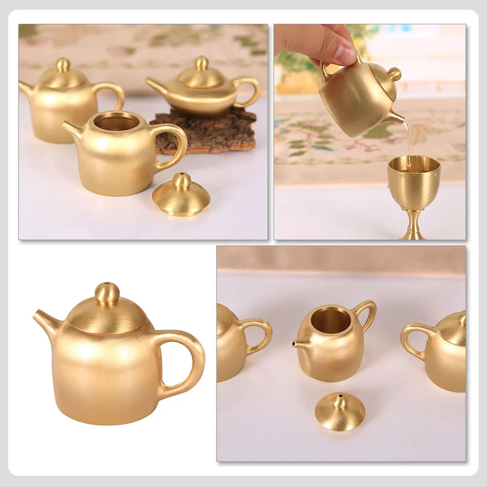 

Creative Mini Brass Ornament Desktop Decor Office Study Room Home Furnishing Gift Chinese Style Craft Mini Teapot Adornment