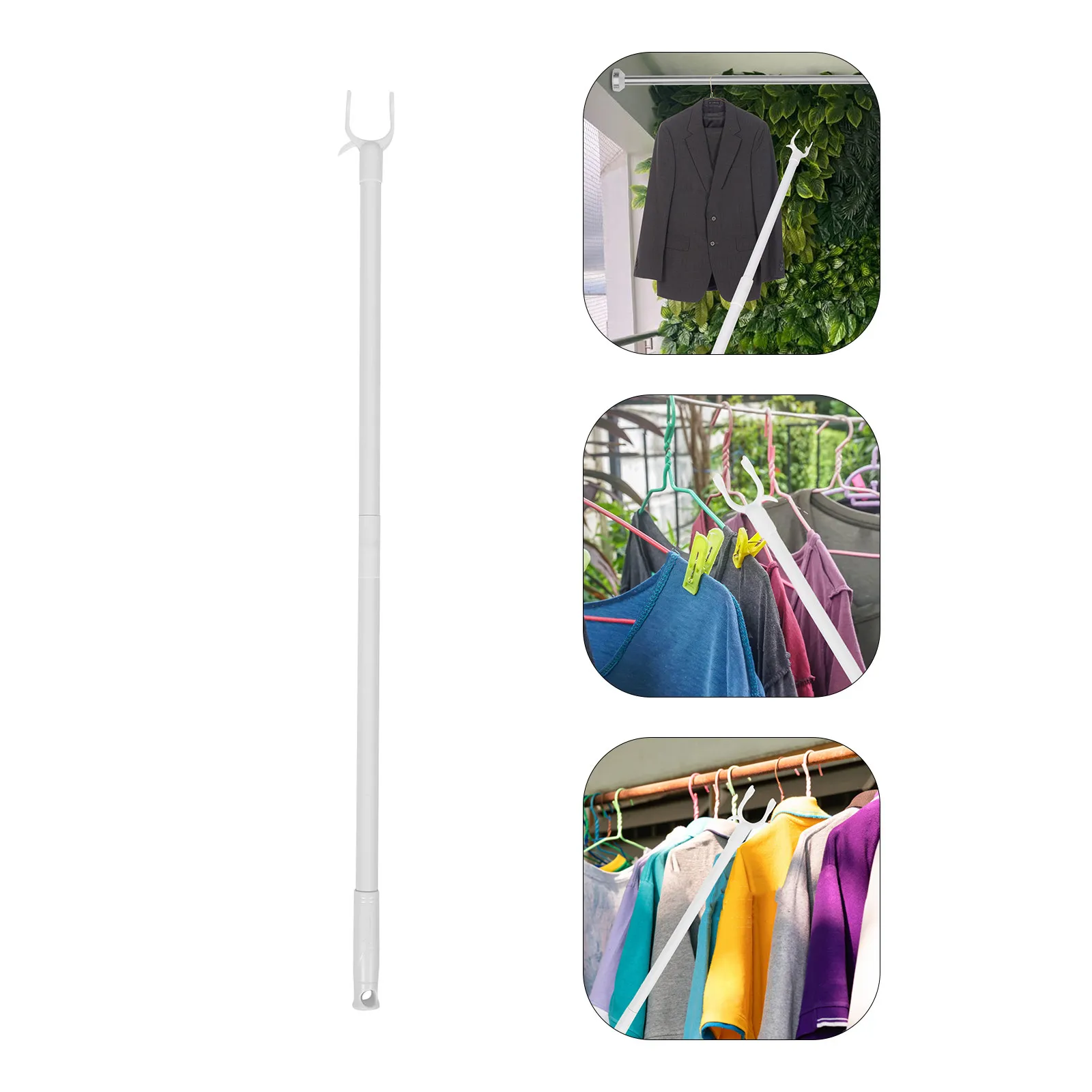 Household Clothes Reach Stick Detachable Sleek Design Clothes Drying Rod for Small Spaces Dorms Balconies Versatile Clothesline