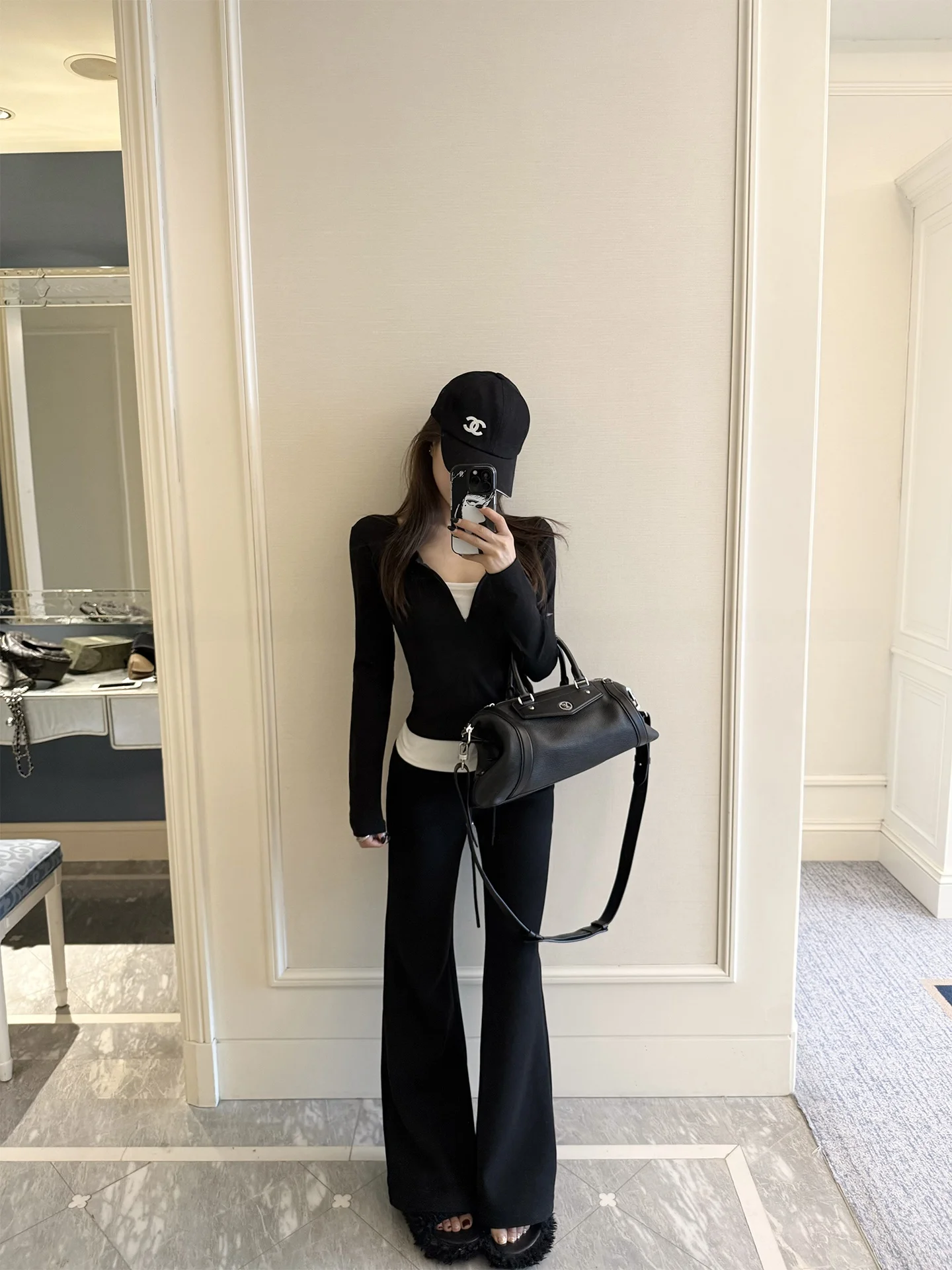 

YOLO OP Color Blo Long Sve T-irt And Micro Flare Pants Set Women's Faion Spring Collection Slimming Versatile Outfit