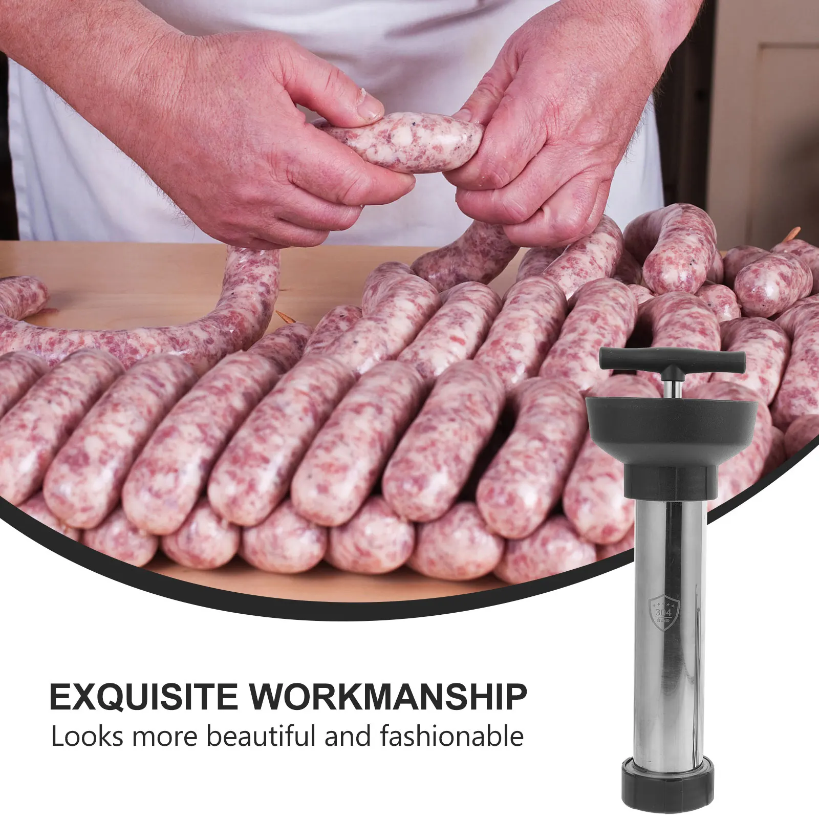 

1 set 1 Set Steel Manual Stuffer Tool Sausage Filler Tube Home Handmade Maker Kitchen Home Handmade Sausage Maker Stuffer