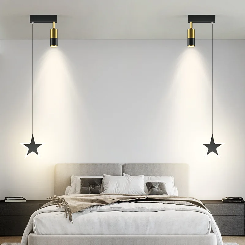 Bedroom bedside chandelier simple modern net red living room background wall lamp room no owner single head small chandelier