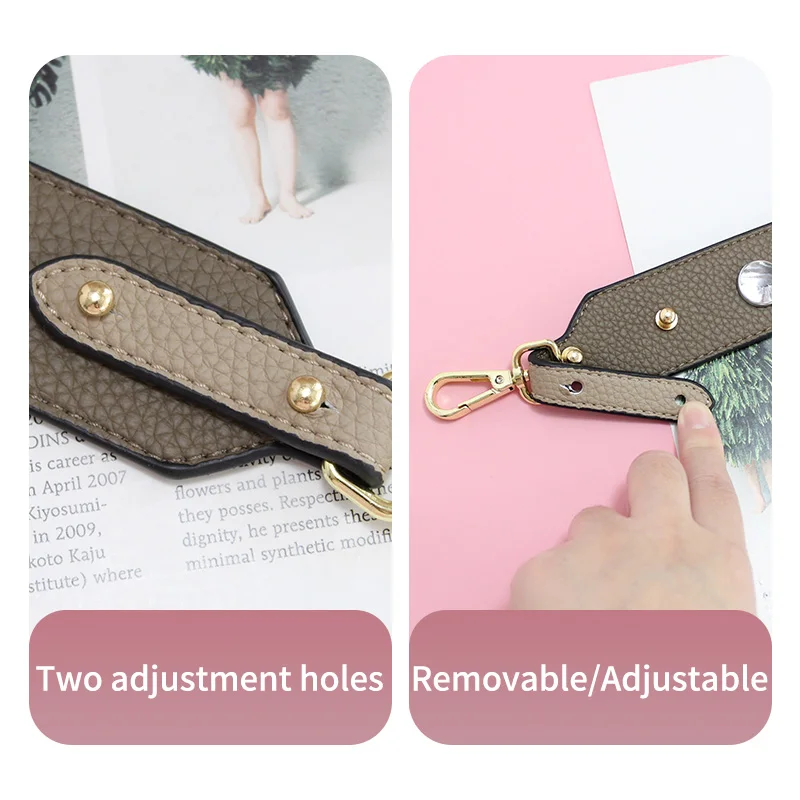 TINBERON Leather Wide Bag Strap Fashion Diamond Bag Shoulder Strap High Quality Litchi Pattern Messenger Strap Bags Accessories