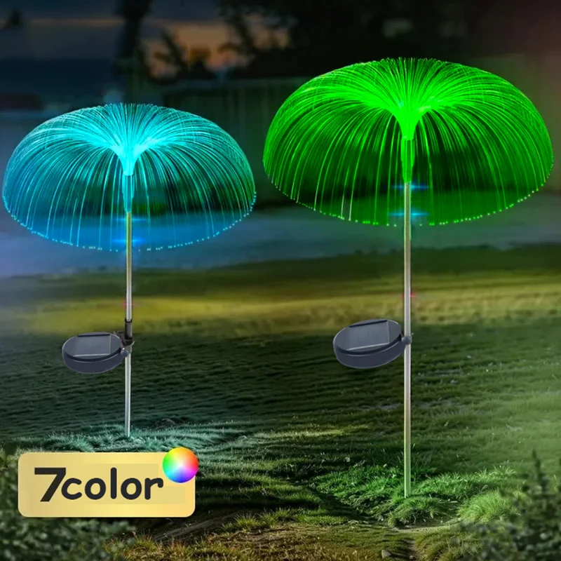 

Солнечные уличные фонари, оптоволоконные фонари в виде медуз, атмосфера во дворе, украшение для сада, балкона, пейзажные фонари для газона, Рождество