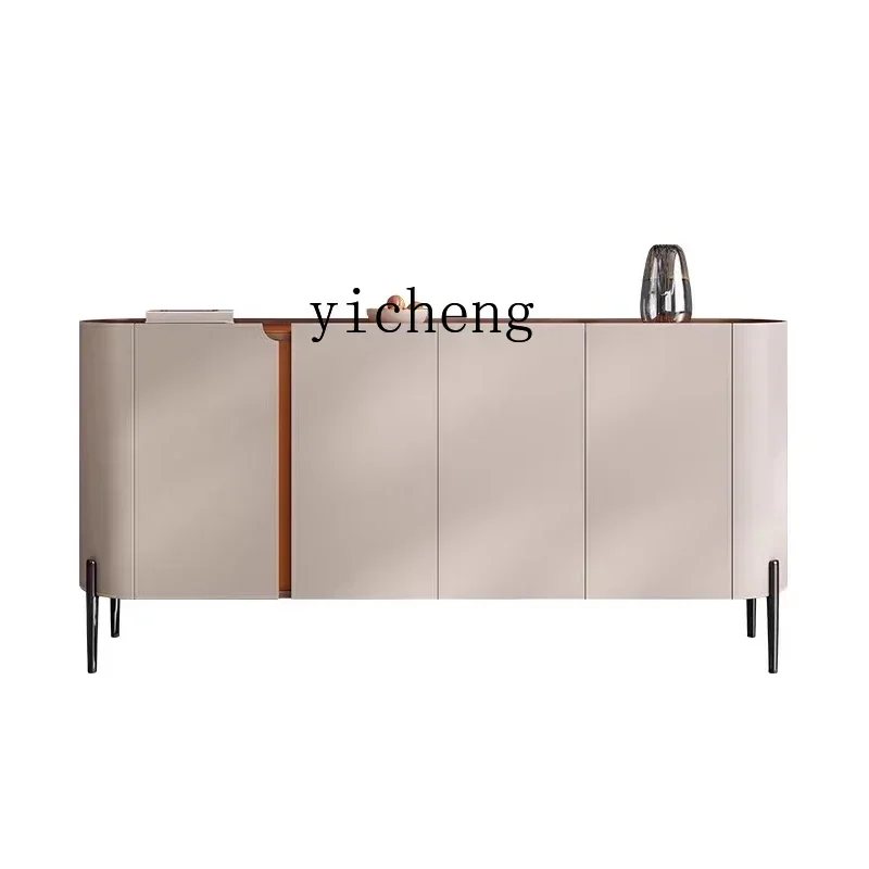 New Storage Cabinet Saddle Leather Sideboard Home Living Room Wall-Mounted High-Legged Solid Wood Entryway Cabinet