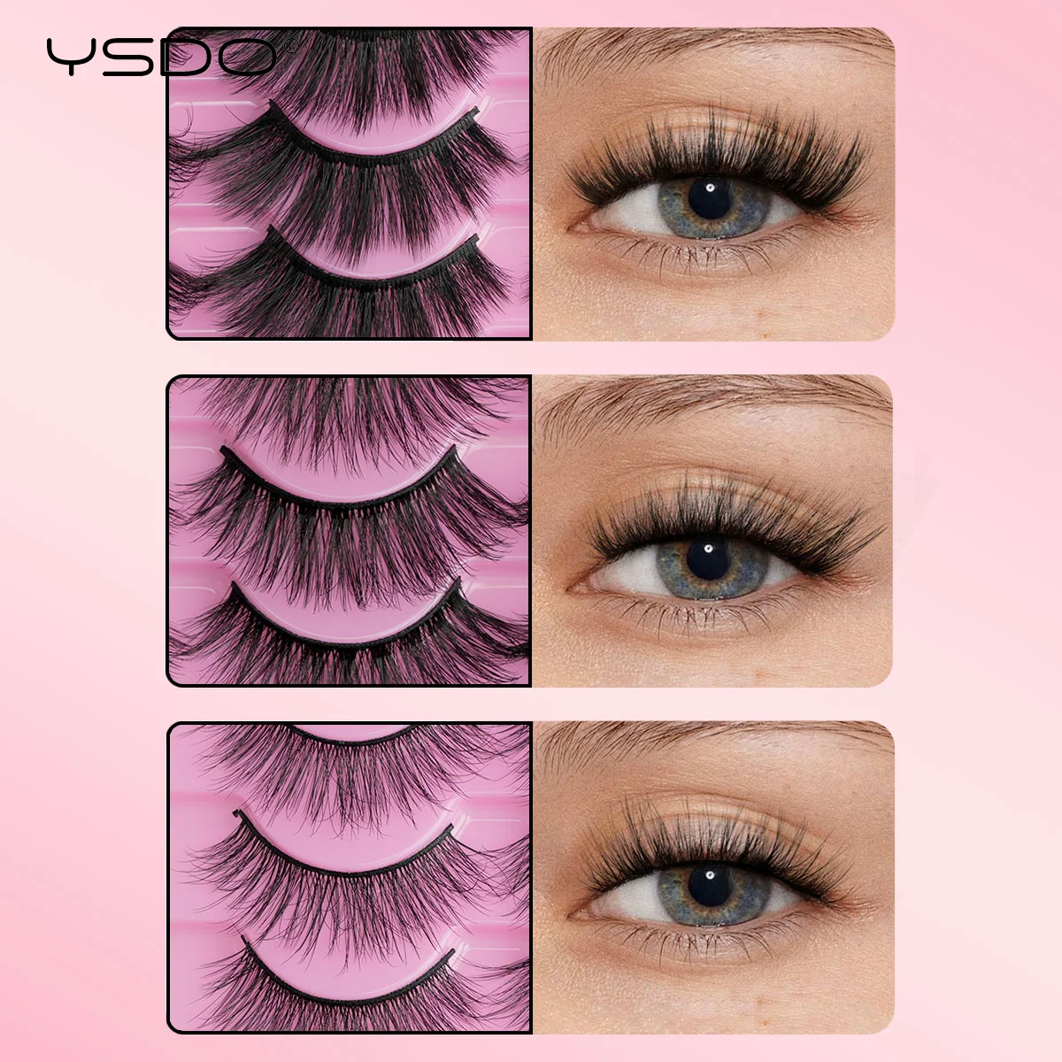YSDO 3/10/21 paires 3D Faux cils de vison moelleux doux entièrement épais naturel long vison Faux cils bouclés Faux cils maquillage Cilios