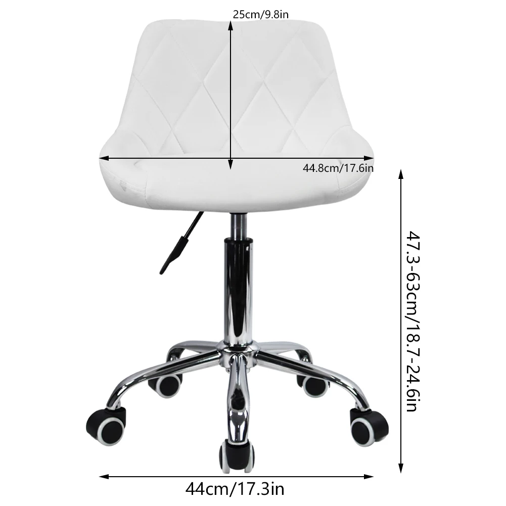 Mid Back PU Leather Height Adjustable Swivel Modern Task Chair Computer Office Home Vanity Chair with Wheels White