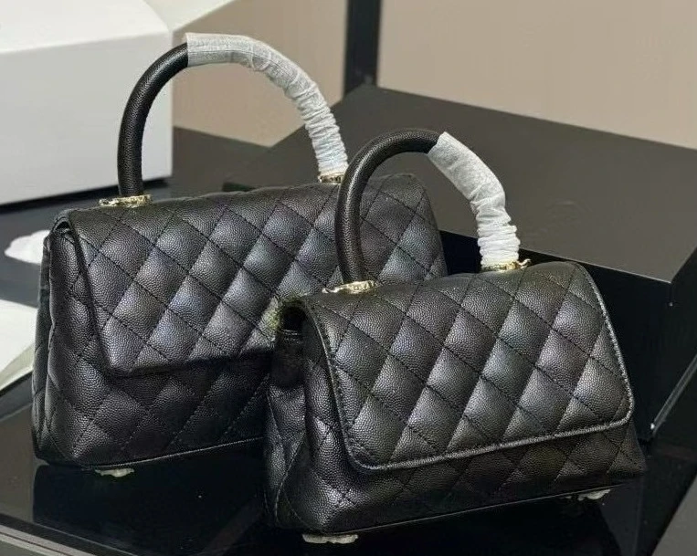 

Small gold women's shoulder handbag leather wallet double letter solid color back lambskin caviar pattern buckle checked design