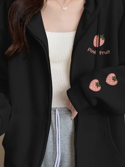 2025 New Korean Sle Women's Hoodie Sweatirt Autumn Winter Fce Lined Loose Casual Top Versatile Comfortable Outerwear