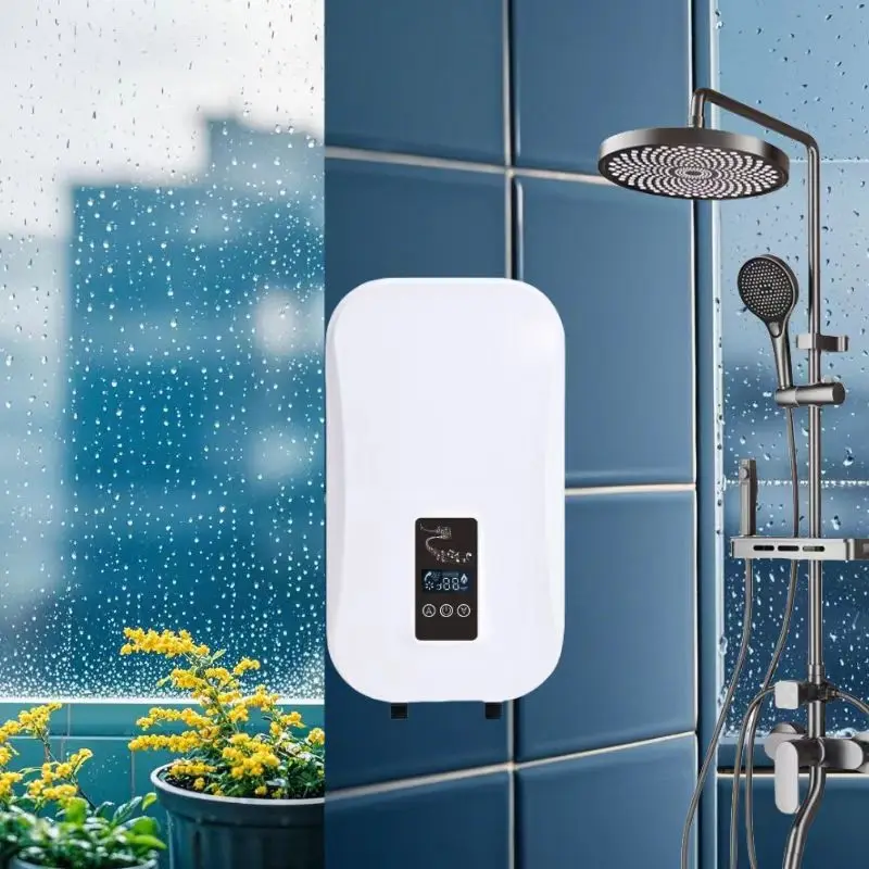 Plastic Tankless Design IPX4 Waterproof Smart 6/7/8.5KW Instant Electric Water Heater LED Display English App-Controlled