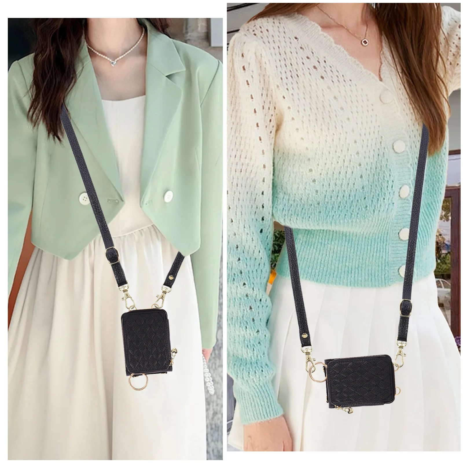 حافظة كروس جلدية عادية متعددة الوظائف لهاتف سامسونج جالاكسي Z Flip 7 FE Flip6 5 4 3 حزام طويل حلقة حامل بطاقة غطاء المحفظة #6