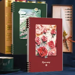 Oil Paint Cover Notebooks Replaceable Refill Loose Leaf Line Notebook A5 80 Sheets Binder Office School Supplies Stationery