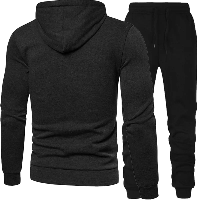 Men\'s Spring and Autumn Hoodie+Sports Pants Set, Fashionable Zipper Jacket Outdoor Fitness Sportswear