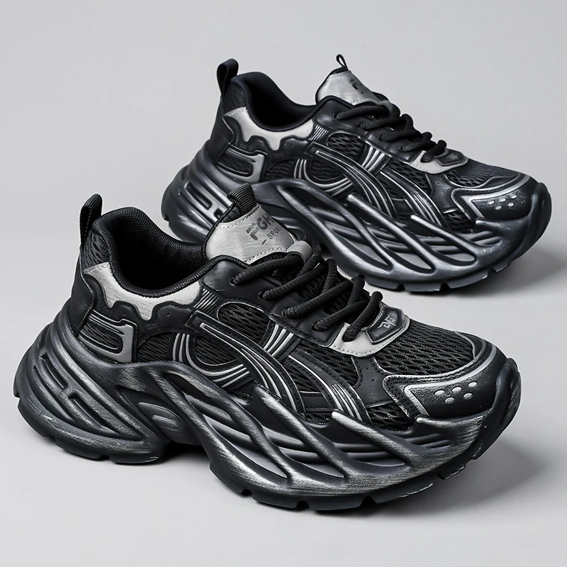 Men Mesh Chunky Dad Sneakers Thick Platform Sole Breathable Retro Street Fashion Casual Running Trainers Versatile Style Sneaker