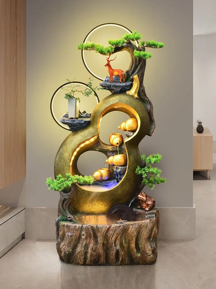 Room Office Circulating Fountain Humidifier Landscape Decorations Landing Fortune Fengshui Wheel