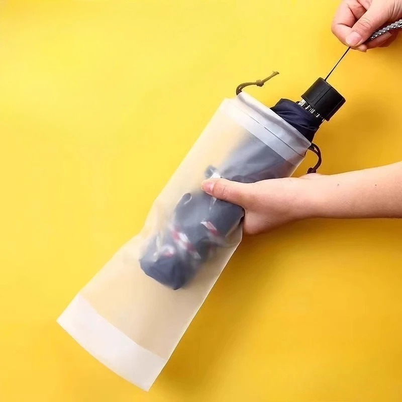 1P Regenschirm Lagerung Kordelzug Tasche Transluzente Kunststoff Anti-schmutzig Regenschirm Abdeckung Wiederverwendbare Tragbare Kordelzug Tasche Hause Wasserdicht