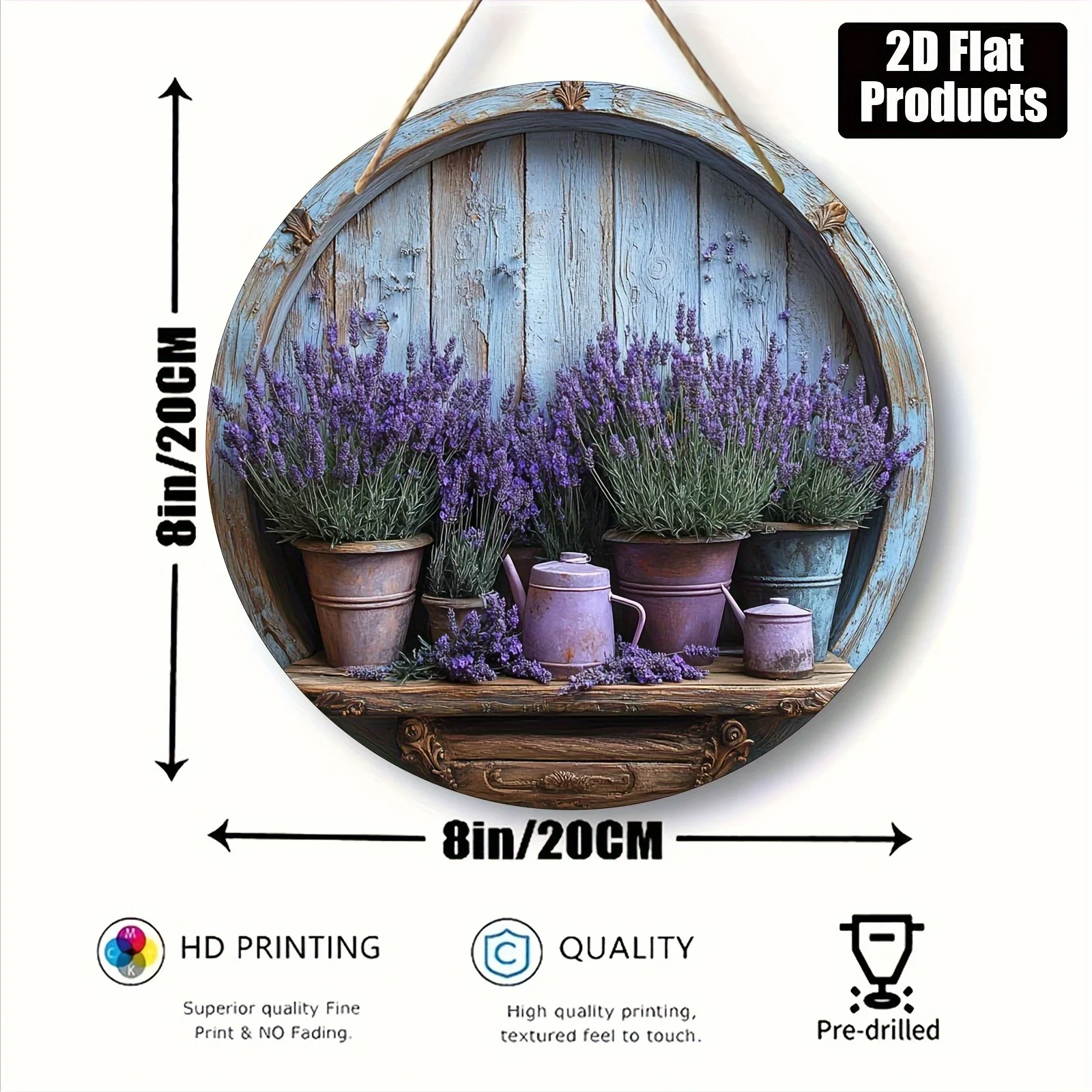 2D Flat, 1pc, Round Wooden Decorative Sign Plaque with Lavender Theme, Suitable for Bar Kitchen Coffee Shop Home Living Room Off