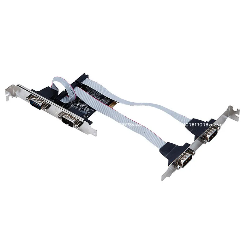 PCIE PCI-E X1 To 4 Ports 9 Pins DB9 RS232 COM Serial Port Card AX99100 Chip