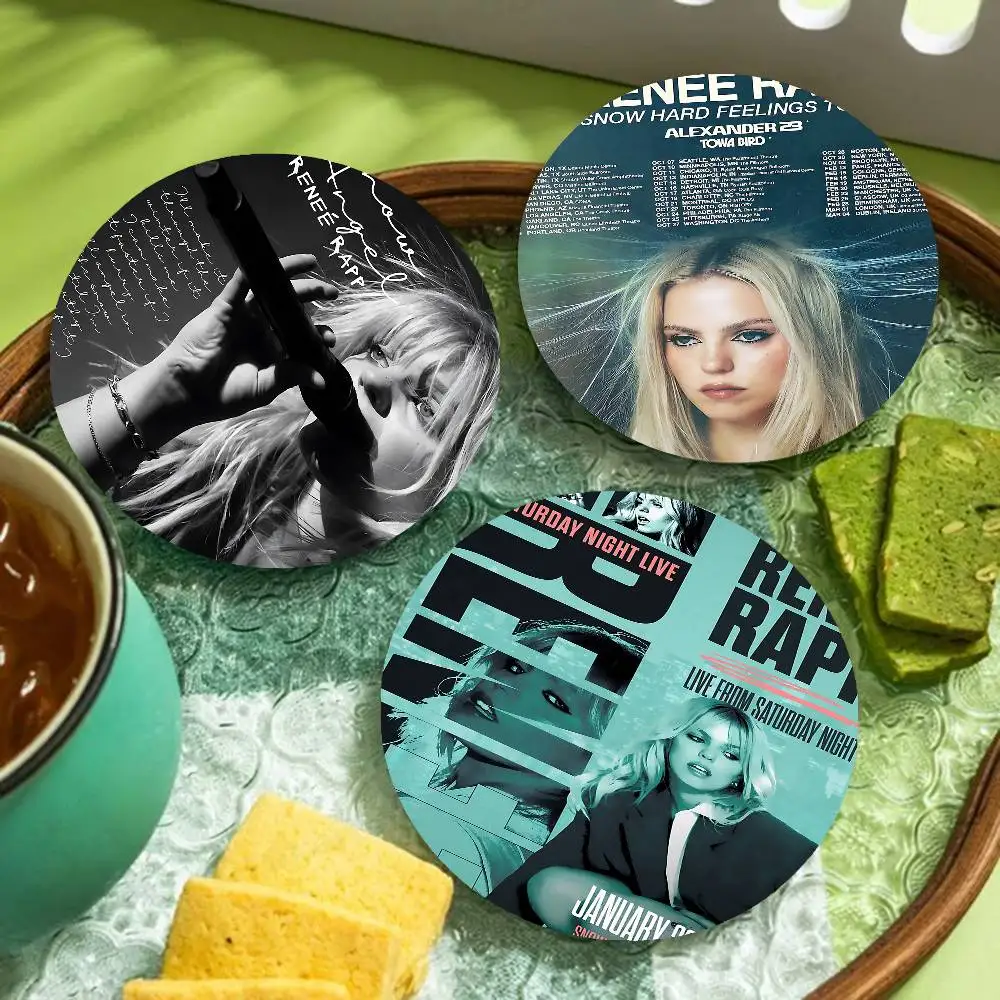 Pop Singer Renee Rapp Wood Coaster Set - Heat Resistant For Tea & Coffee, Home Cafe Decor Holiday Gift