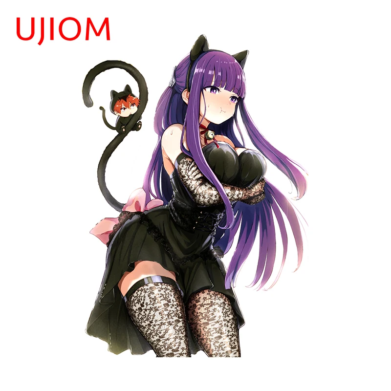 UJIOM Black Style Sexy Big Chest Cat Girl Fern Wall Sticker Attractive Standing Posture Decal Suitable For Smooth Surfaces
