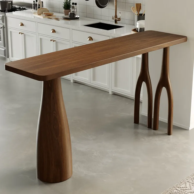 

Living room solid wood bar counter household dining table and chair combination small apartment modern simple high table