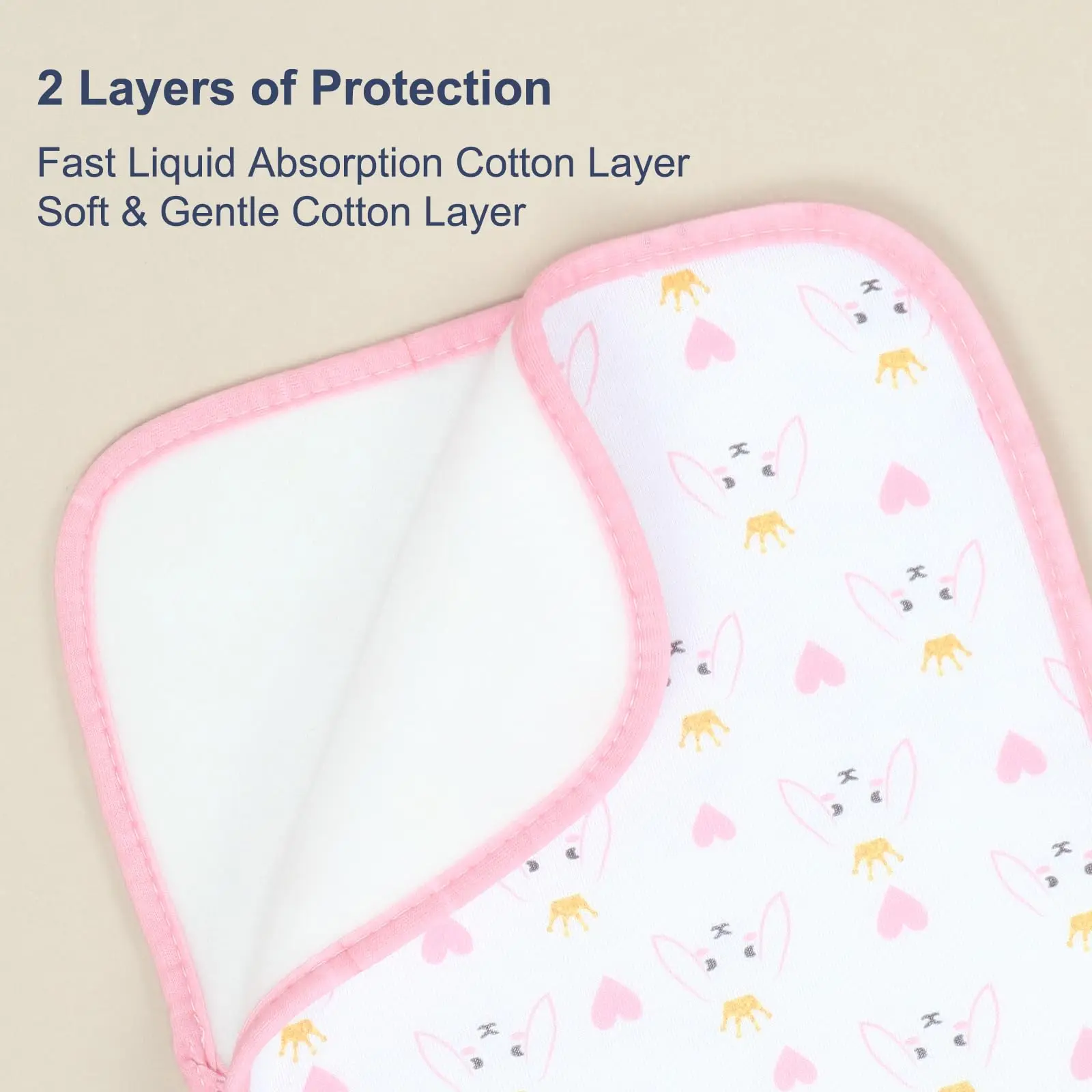 Benoxine 8-Pack Organic Cotton Baby Boys & Girls Burp Cloths Large 48 X 20 cm Soft Super Absorbent 2-Layer Burping Rags with Fleece Back Pre-Washed Multi-Use Towels for Feeding Spit-Up and Drooling for Newborn Infant 0-12 Months view 3