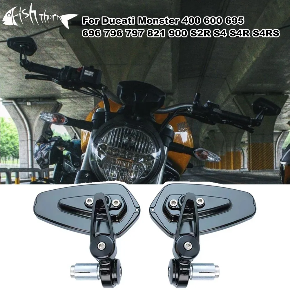

For DUCATI Monster 400 600 695 696 796 797 821 900 S2R S4 S4R S4RS Motorbike Bar End Mirror Handlebar Mirror