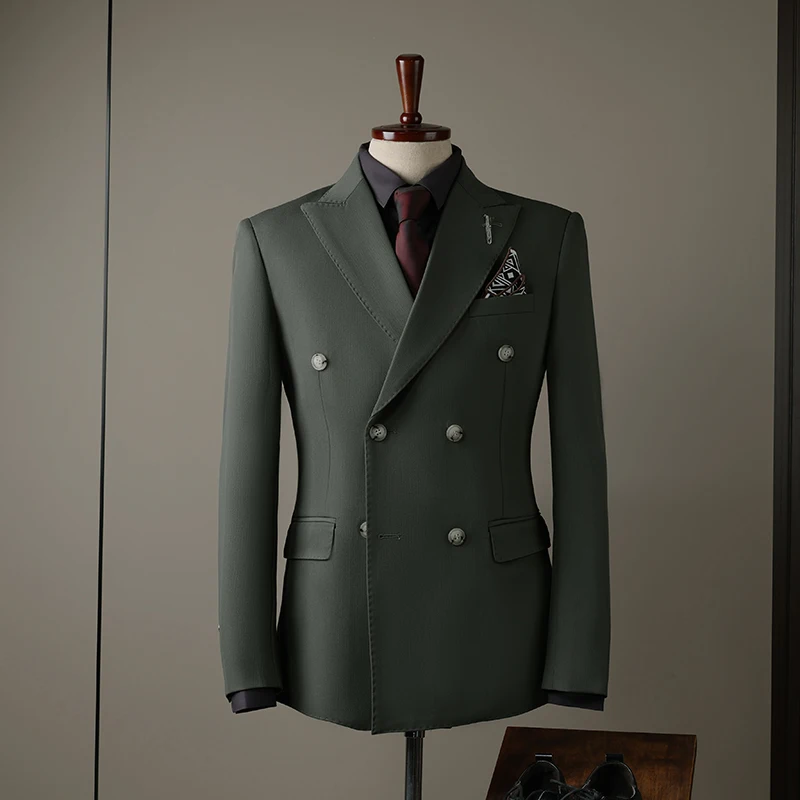 Mens Slim Fit 3pcs Suit Set Jacket Waistcoat Trousers, Good Drape Elastic Suit, Business Banquet Dress Suit For Men