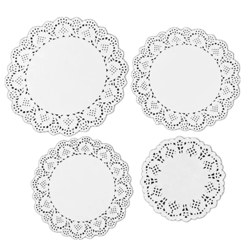 100 Pcs Per Pack Multi-Size Round Lace Paper Doilies Oil Absorbent Paper Placemats Bake Paper Cake Paper Mat Mats Paper Doyleys