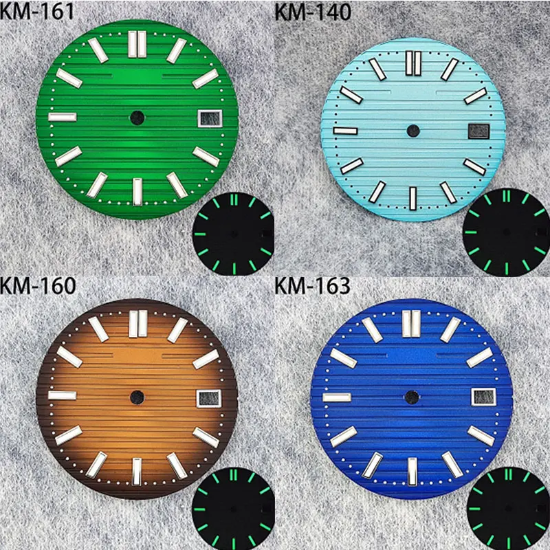 28.5mm watch with dial C3 green glow in the dark with calendar accessories suitable for NH35 NH36 series movements