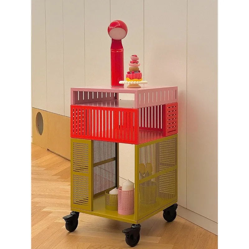Nordic simple color side cabinet Tessamans locker with casters mobile cart storage rack multi-color mobile cabinet