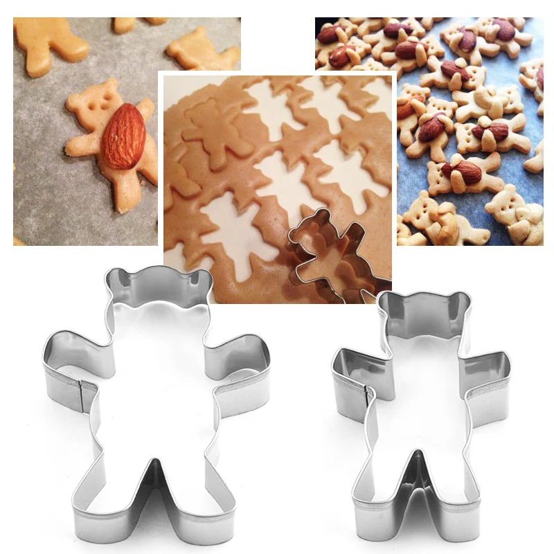 

Stainless Steel Long Arm Hug Bear Biscuits Nut Cake Decorating Bear Shape Biscuit Cookie Cutter Pastry Dessert Baking Tools