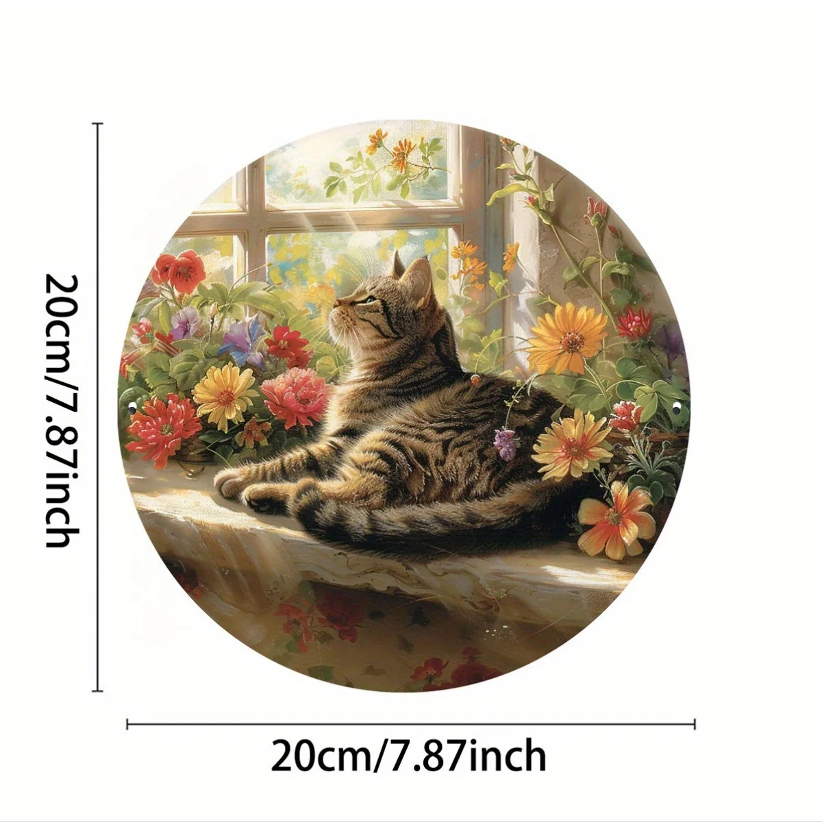 Vintage Aluminum Sign - Serene Cat in Sunlight - Single Pack, Metal Wall Decor, Suitable for Indoor/Outdoor, Home Decorative Tin