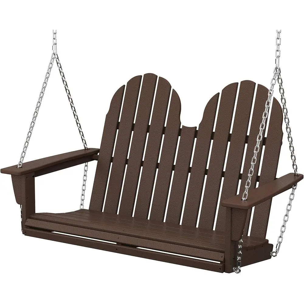 

2-Person Heavy Duty HDPE Outdoor Porch Swing - Classic Wooden Look for Garden, Patio, Front Porch