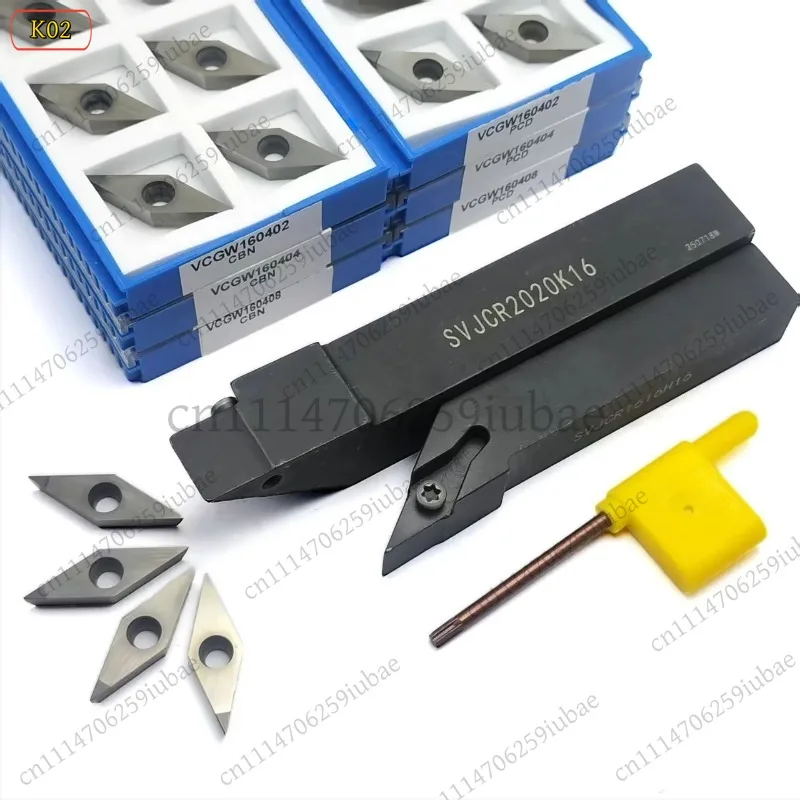 BK_External Turning Tool Holder SVJCR 1616 2020 2525 H16 K160 M16 for VCGW 1604 PCD CBN Insert Copper Hardened Steel