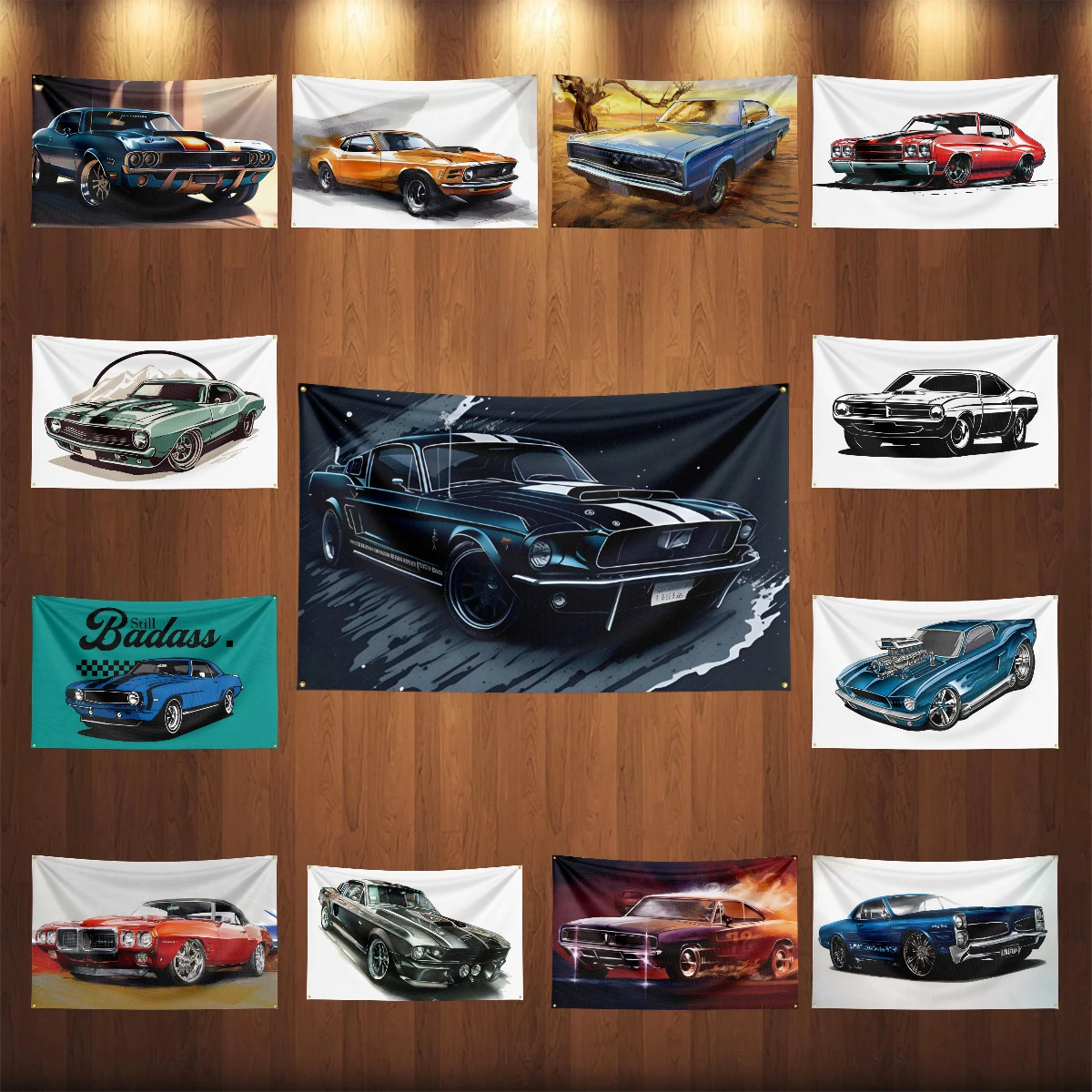 90x150cm Vintage American Muscle Cars Flag Polyester Digital Printing Retro Car Banner For Decor