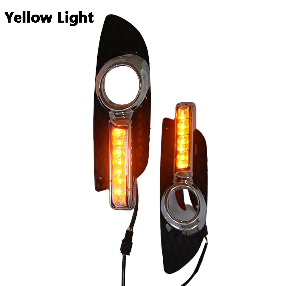 Car LED Daytime Running Light for Mitsubishi lancer EX 2010-2013 DRL with Yellow Light Bumper Turn Indicator Fog Lamp