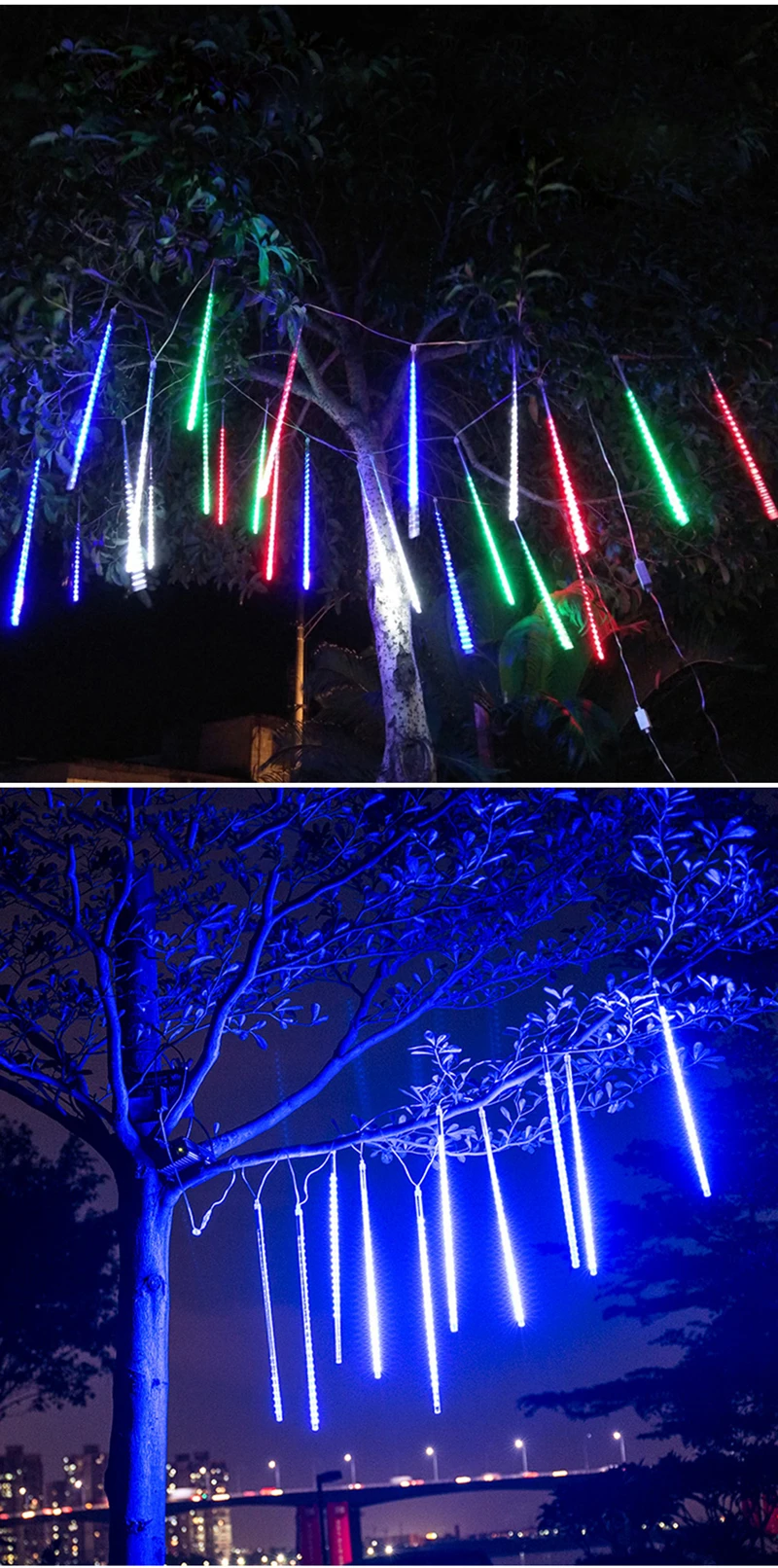 45cm Meteor Shower 8 LED Tubes Waterproof 5V USB Warm Blue RGB LED String Lights for Outdoor Holiday Christmas Tree Decoration