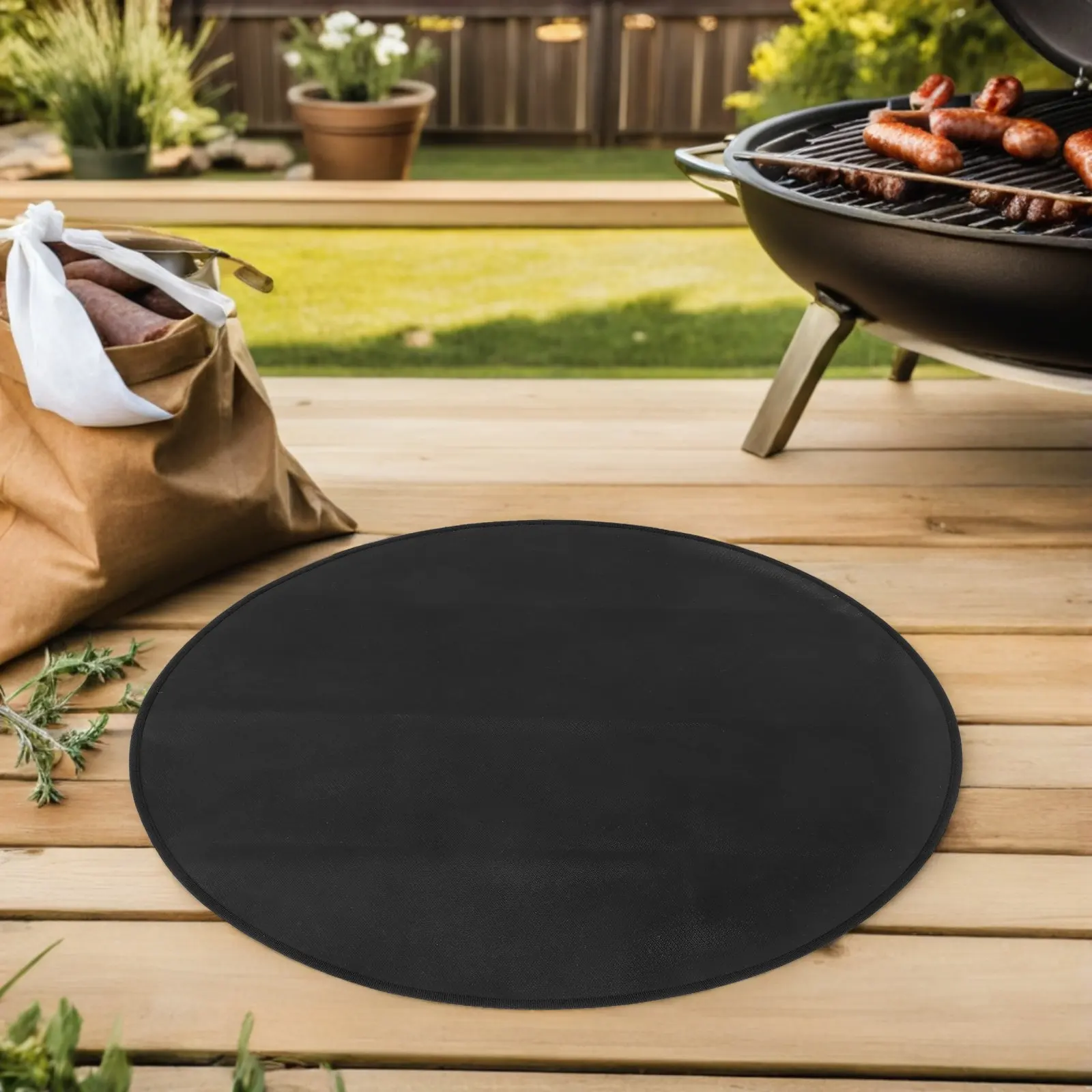 24 Inch Round Bbq Grill Mat Fireproof Heat Resistant Outdoor Fire Pit Pad for Deck Protection Camping Waterproof Floor Mat