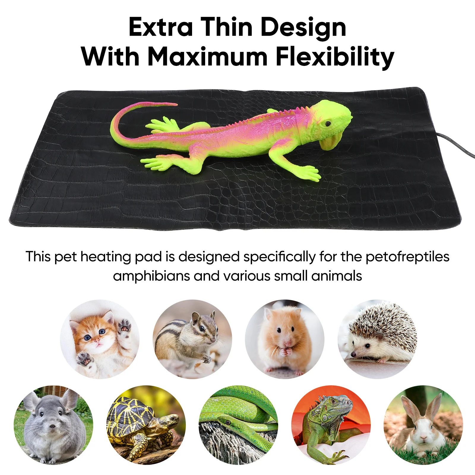 

Adjustable 3-Level Usb Pet Heating Mat Carbon Fiber Waterproof Portable Warming Pad For Cats Dogs Reptiles Hamsters Crabs Safe