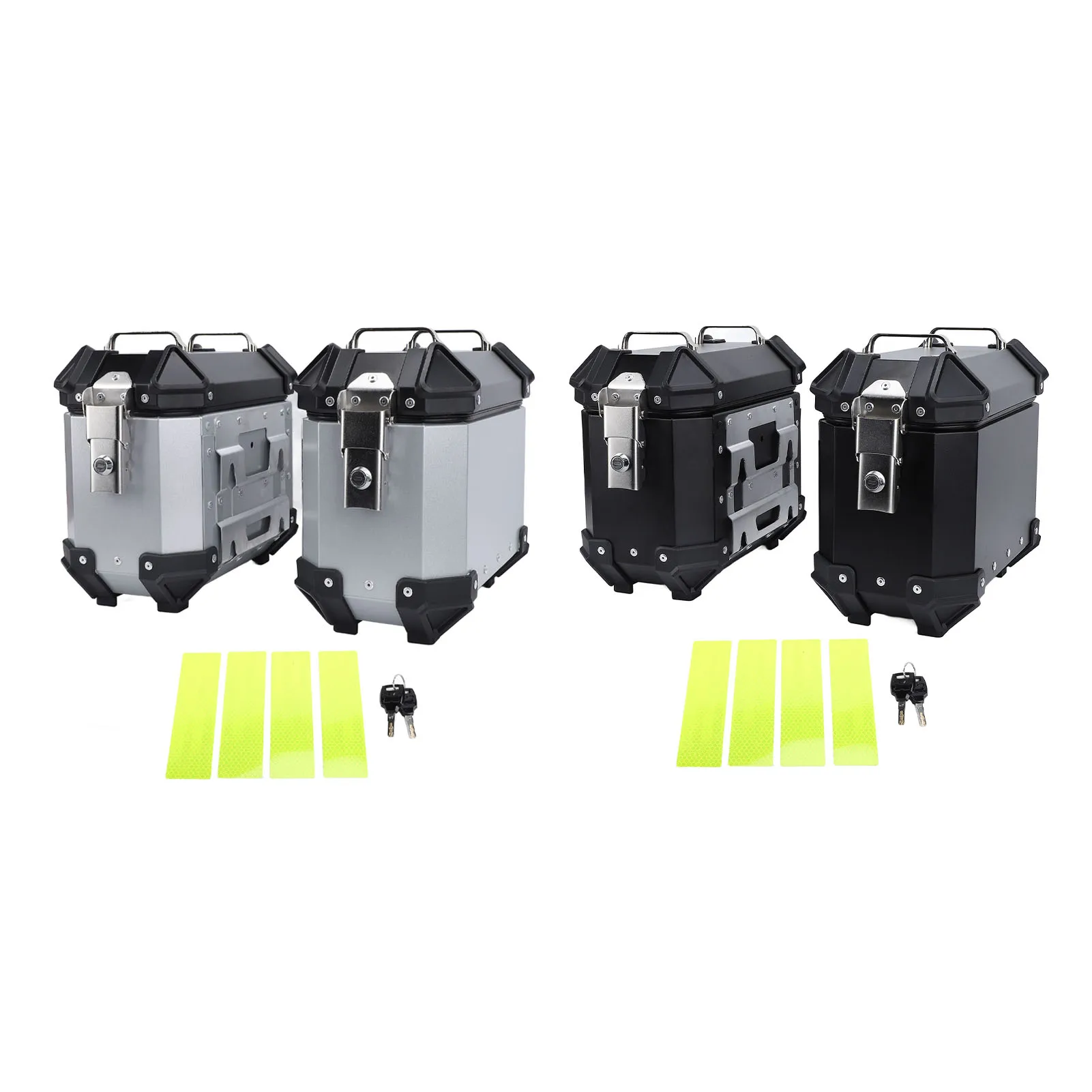 18L Motorcycle Side Case Aluminium Alloy Motorbike Hard Side Saddlebag Box with Safety Lock and Handle for Helmet Luggage