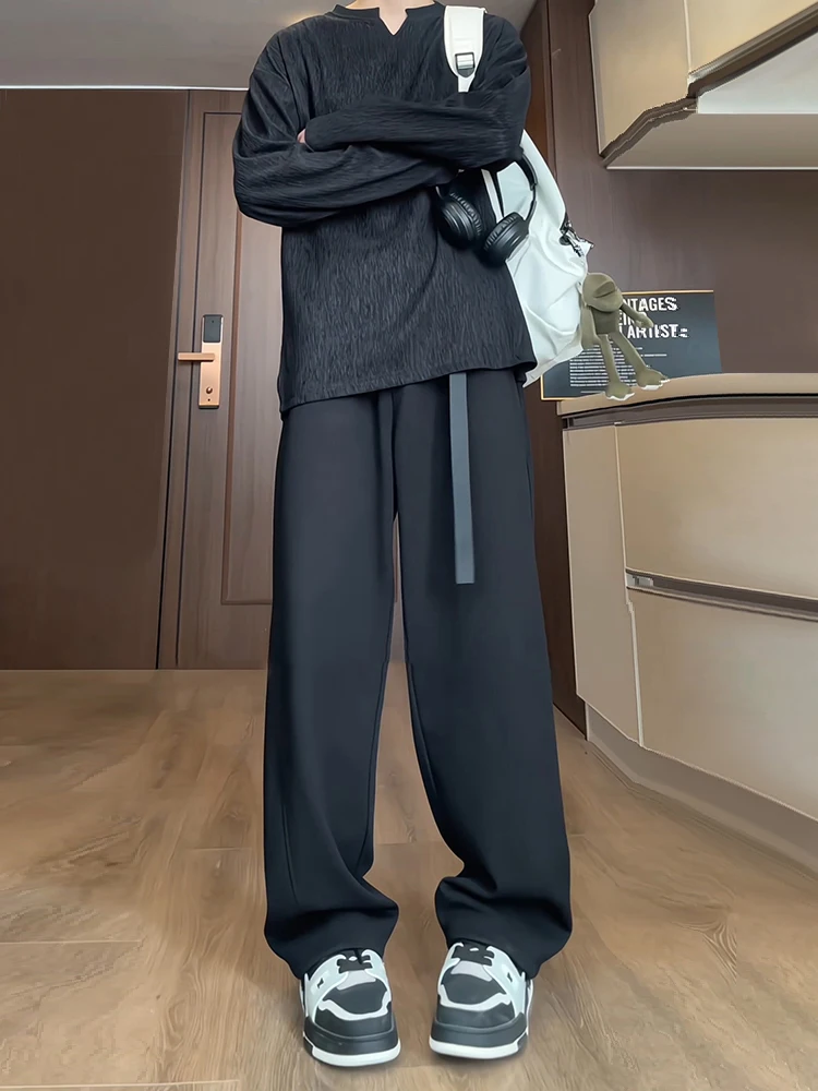 

Bla Ice Silk Men's Summer American Cool Straight Leg Pants Loose Qui Dry Wide Leg Trousers Faionable Casual Faion