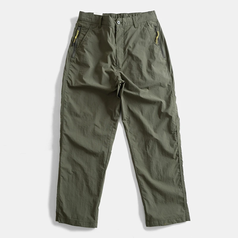 Japanese Retro Straight Pants Men Summer Lightweight Quick Dry Outdoor Casual Cargo Pants