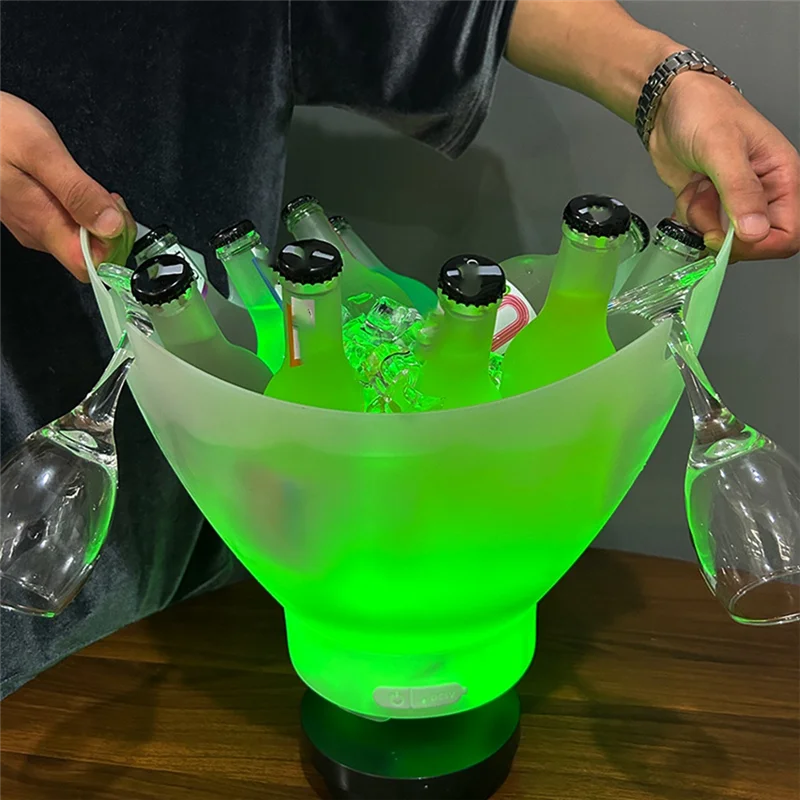ABFN-Secchio per il ghiaccio con altoparlante Bluetooth con barra luminosa Secchiello per il ghiaccio grande Secchiello per il vino portatile Accessori per bar Secchiello per bevande