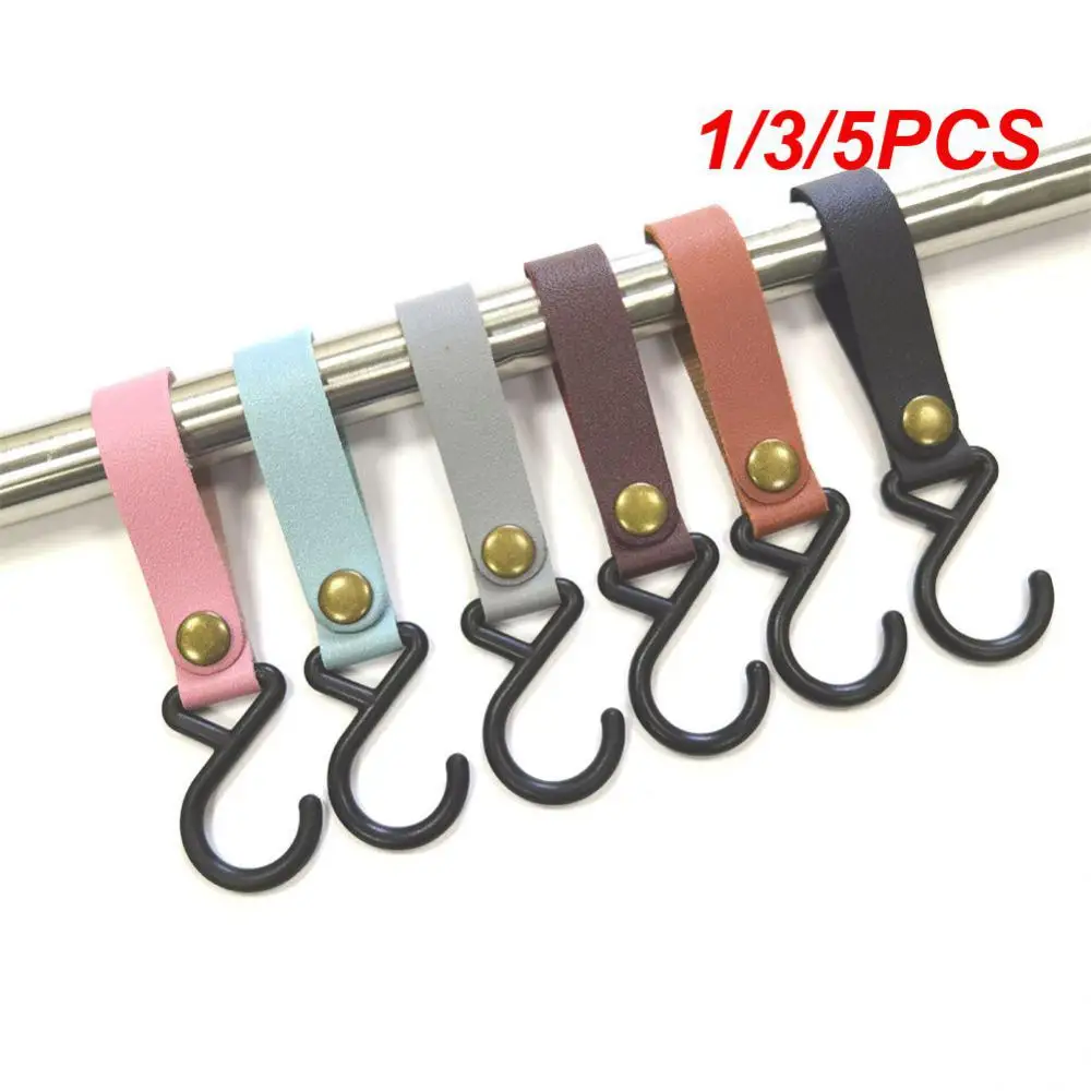 1/3/5PCS Hanging Hooks Portable Leather Durable Campsite Storage Strap Storage Rack Shelf Hook Outdoor Hanging Hooks Rope