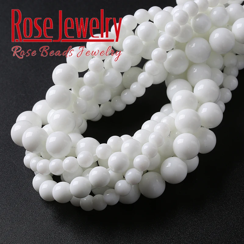 Wholesale White Agates Beads For Jewelry Making White Onyx Smooth Round Natural Stone Beads DIY Bracelets Accessories 4mm - 12mm