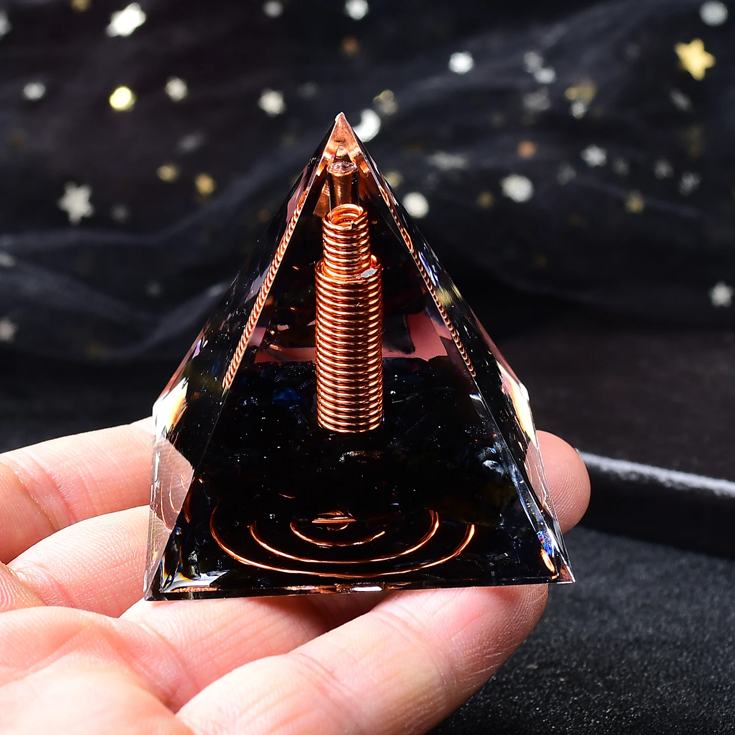 1pc black obsidian energy pyramid, yoga energy amplifier, excellent crystal gift options, and healing crystals suitable for deco