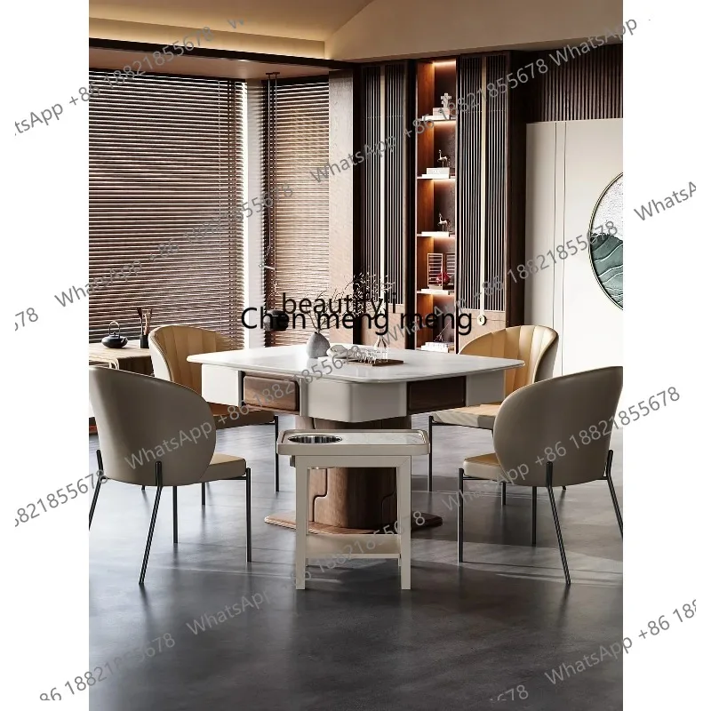 LHY26 ssNew Light Luxury Chinese Style Solid Wood Mahjong Table Rubber Wood Dining Table Dual-Use Automatic Household Mahjong Ma