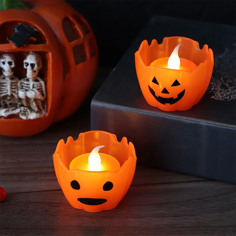 1 Pcs Halloween Pumpkin Lights Party Decoration Supplies Props Led Electronic Light Up Candle Lights Candle Lanterns Gifts