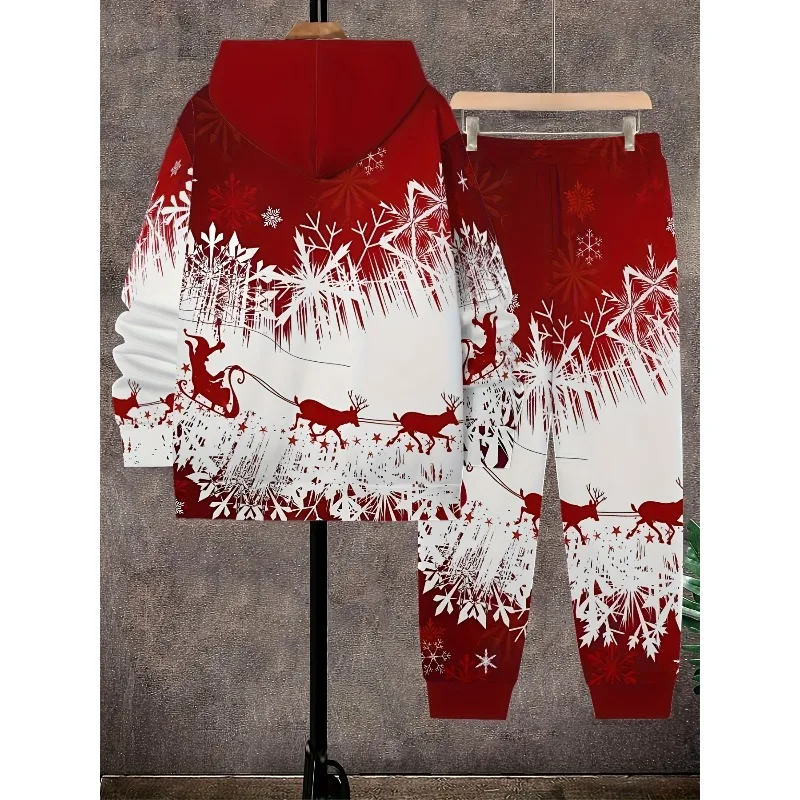 Ensemble sweat-shirt et pantalon à capuche imprimé sur le thème de noël en 3D, tendance de la mode, pour tenue décontracté, nouvelle collection 2026