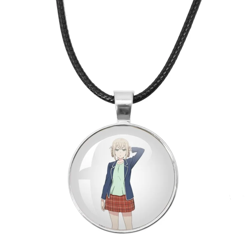 Anime This Is A Workplace Full Of Smiles Handmade Glass Silver-plated 25mm Round Necklace Couple Cosplay Pendants Gifts
